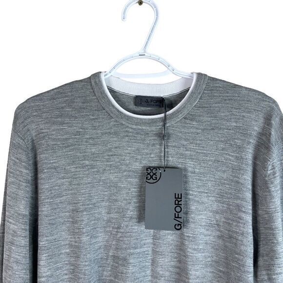 NEW G/FORE Merino Wool Golf Sweater Mens S Heather Gray Crewneck‎ Pullover $275 - Picture 1 of 6